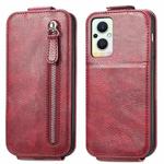 For OPPO Reno8 Lite Zipper Wallet Vertical Flip Leather Phone Case(Red)