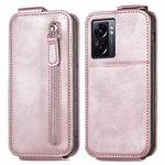 For OPPO  A77 Zipper Wallet Vertical Flip Leather Phone Case(Pink)