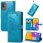 For Samsung Galaxy M13 5G Mandala Flower Embossed Leather Phone Case(Blue)