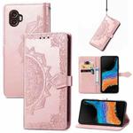 For Samsung Galaxy Xcover6 Pro Mandala Flower Embossed Leather Phone Case(Rose Gold)