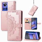 For Realme GT Neo 3 Mandala Flower Embossed Leather Phone Case(Rose Gold)