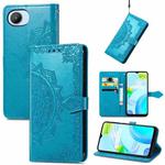 For Realme C30 Mandala Flower Embossed Leather Phone Case(Blue)