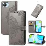 For Realme C30 Mandala Flower Embossed Leather Phone Case(Gray)