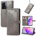 For OPPO A77 Mandala Flower Embossed Leather Phone Case(Gray)