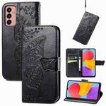 For Samsung Galaxy M13 4G Butterfly Love Flower Embossed Flip Leather Phone Case(Black)
