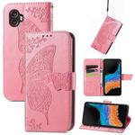 For Samsung Galaxy Xcover6 Pro Butterfly Love Flower Embossed Flip Leather Phone Case(Pink)