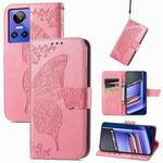 For Realme GT Neo 3 Butterfly Love Flower Embossed Flip Leather Phone Case(Pink)