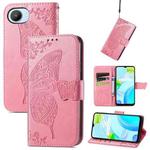 For Realme C30 Butterfly Love Flower Embossed Flip Leather Phone Case(Pink)