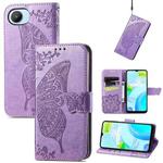 For Realme C30 Butterfly Love Flower Embossed Flip Leather Phone Case(Light Purple)