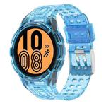 For Samsung Galaxy Watch4 44mm Armor Integrated TPU Double-Pin Buckle Smart Watch Band(Transparent Blue)
