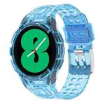 For Samsung Galaxy Watch4 40mm Armor Integrated TPU Double-Pin Buckle Smart Watch Band(Transparent Blue)