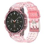 For Samsung Galaxy Watch4 Classic 46mm Armor Integrated TPU Double-Pin Buckle Smart Watch Band(Transparent Pink)