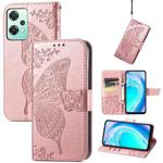 For OnePlus Nord CE 2 Lite 5G Butterfly Love Flower Embossed Flip Leather Phone Case(Rose Gold)