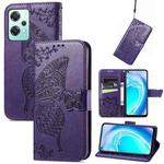 For OnePlus Nord CE 2 Lite 5G Butterfly Love Flower Embossed Flip Leather Phone Case(Dark Purple)