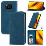 For Xiaomi Poco X3 NFC Retro Skin Feel Magnetic Leather Phone Case(Blue)