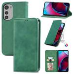 For Motorola Moto E32 Retro Skin Feel Magnetic Leather Phone Case(Green)