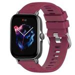 For Amazfit GTS 3 20mm Solid Color Soft Silicone Watch Band(Burgundy)
