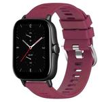 For Amazfit GTS 2E 20mm Solid Color Soft Silicone Watch Band(Burgundy)