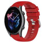 For Amazfit GTR 3 Pro 22mm Solid Color Soft Silicone Watch Band(Red)
