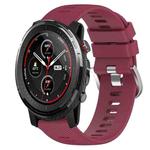 For Amazfit 3 22mm Solid Color Soft Silicone Watch Band(Wine Red)