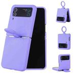 For Samsung Galaxy Flip 4 Silicone Integrated Ring Buckle Phone Case(Purple)