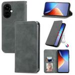 For Tecno Camon 19 Retro Skin Feel Magnetic Leather Phone Case(Gray)