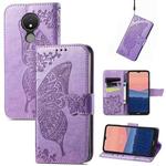For Nokia C21 Butterfly Love Flower Embossed Flip Leather Phone Case(Light Purple)