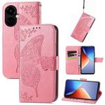 For Tecno Camon 19 Butterfly Love Flower Embossed Flip Leather Phone Case(Pink)