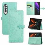 For Samsung Galaxy Z Fold4 Mandala Flower Embossed Leather Phone Case(Green)