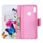Colored Drawing Pattern Horizontal Flip Leather Case for Huawei Y6 & Y6 Pro 2019, with Holder & Card Slots & Wallet(Two Butterflies)