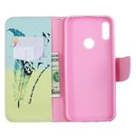 Colored Drawing Pattern Horizontal Flip Leather Case for Huawei Y6 & Y6 Pro 2019, with Holder & Card Slots & Wallet(Feather Bird)