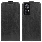 For Xiaomi 12T / 12T Pro / Redmi K50 Ultra R64 Texture Vertical Flip Leather Phone Case(Black)