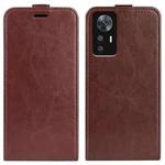 For Xiaomi 12T / 12T Pro / Redmi K50 Ultra R64 Texture Vertical Flip Leather Phone Case(Brown)