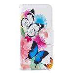 Colored Drawing Pattern Horizontal Flip Leather Case for Huawei Honor 8A, with Holder & Card Slots & Wallet(Two Butterflies)