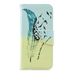 Colored Drawing Pattern Horizontal Flip Leather Case for Huawei Honor 8A, with Holder & Card Slots & Wallet(Feather Bird)