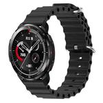 For Honor Watch GS Pro 22mm Ocean Style Silicone Solid Color Watch Band(Black)