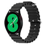 For Samsung Galaxy Watch 4 44mm 20mm Ocean Style Silicone Solid Color Watch Band(Black)