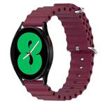 For Samsung Galaxy Watch 4 44mm 20mm Ocean Style Silicone Solid Color Watch Band(Wine Red)