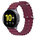 For Samsung Galaxy Watch Active 2 40mm 20mm Ocean Style Silicone Solid Color Watch Band(Wine Red)