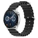 For Huawei Watch GT3 42mm 20mm Ocean Style Silicone Solid Color Watch Band(Black)