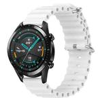 For Huawei Watch GT2 42mm 20mm Ocean Style Silicone Solid Color Watch Band(White)