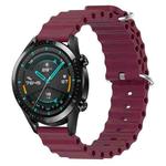 For Huawei Watch GT2 42mm 20mm Ocean Style Silicone Solid Color Watch Band(Wine Red)
