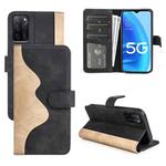 For OPPO A55S 5G Stitching Horizontal Flip Leather Phone Case(Black)