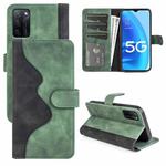For OPPO A55S 5G Stitching Horizontal Flip Leather Phone Case(Green)