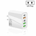 65W Dual PD Type-C + 3 x USB Multi Port Charger for Phone and Tablet PC, US Plug(White)