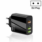 65W Dual PD Type-C + 3 x USB Multi Port Charger for Phone and Tablet PC, EU Plug(Black)