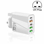65W Dual PD Type-C + 3 x USB Multi Port Charger for Phone and Tablet PC, UK Plug(White)