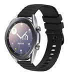 For Samsung Galaxy Watch3 41mm 20mm Wavy Dotted Solid-Color Silicone Watch Band(Black)