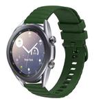 For Samsung Galaxy Watch3 41mm 20mm Wavy Dotted Solid-Color Silicone Watch Band(Army Green)