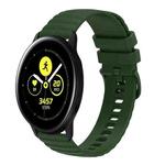 For Samsung Galaxy Watch Active 40mm 20mm Wavy Dotted Solid-Color Silicone Watch Band(Army Green)